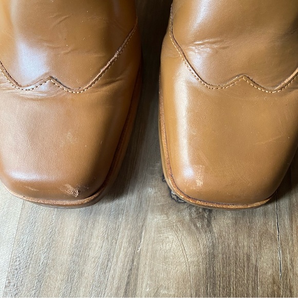 Vintage 90s Cloudsteppers western leather calf hair embroidered mules - Picture 3 of 9